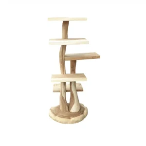 Houtsculptuur suar met vierkante plateaus 150 cm hoog / kattenkrabpaal