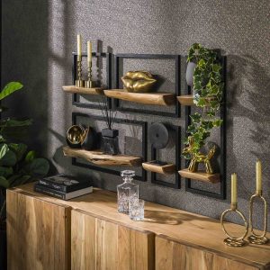 Wandschappen Edge | Set Van 5 | Naturel Acaciahout