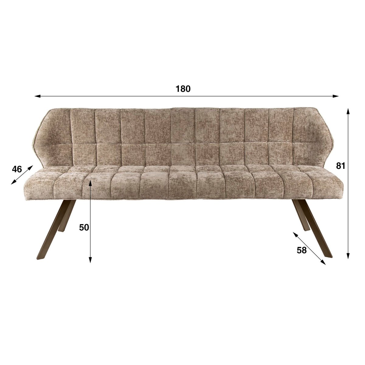 Eetkamerbank Raster | Hoven Beige | Onderstel Brons - Afbeelding 4