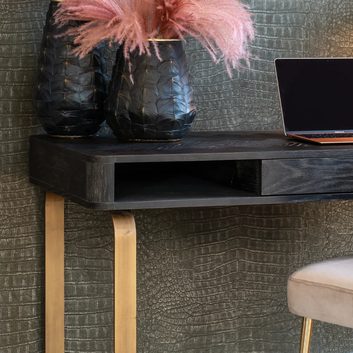 Bureau Blackbone | Zwart Eikenhout - Afbeelding 6