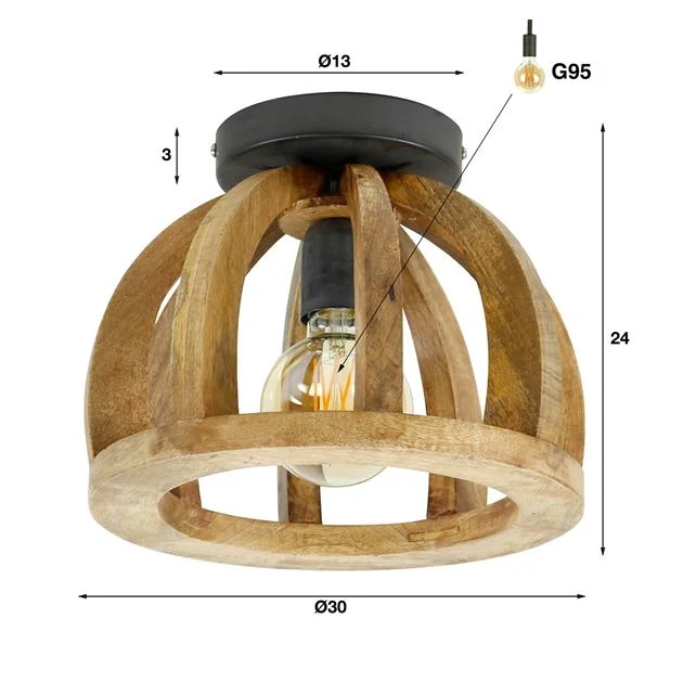 Plafondlamp Pip | Mangohout - Afbeelding 5
