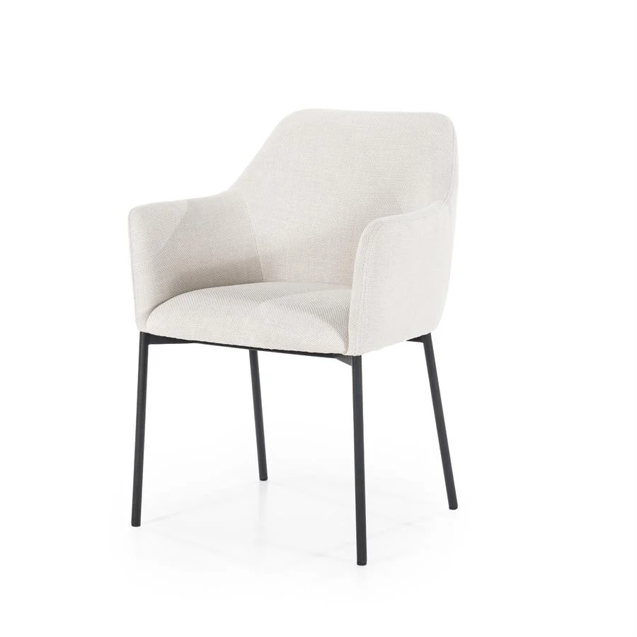 Eetkamerstoel Paul | Beige Polyester | Met Armleuning - Afbeelding 3