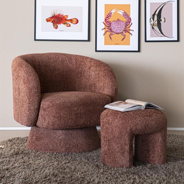 Poef Sahi | Terracota Polyester - Afbeelding 5