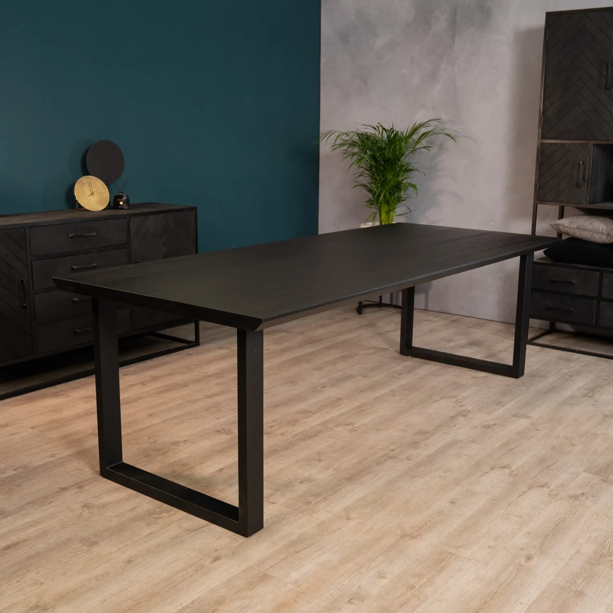 Eettafel Thorben | Eikenhout | Zwart | Magazijn leegverkoop - Afbeelding 4