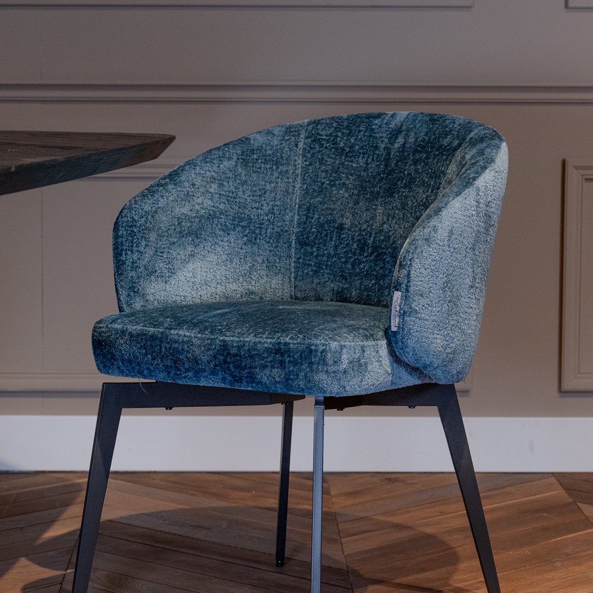 Eetkamerstoel Amphara | Blue Chenille - Afbeelding 4