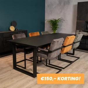 Eettafel Thorben | Eikenhout | Zwart | Magazijn leegverkoop