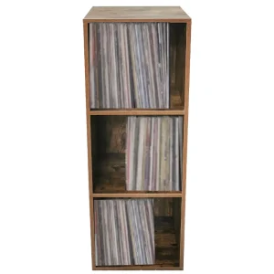 VDD Vinyl Opbergkast – Kast met 3 Vakken – 105 x 36 x 34,5 cm – Bruin