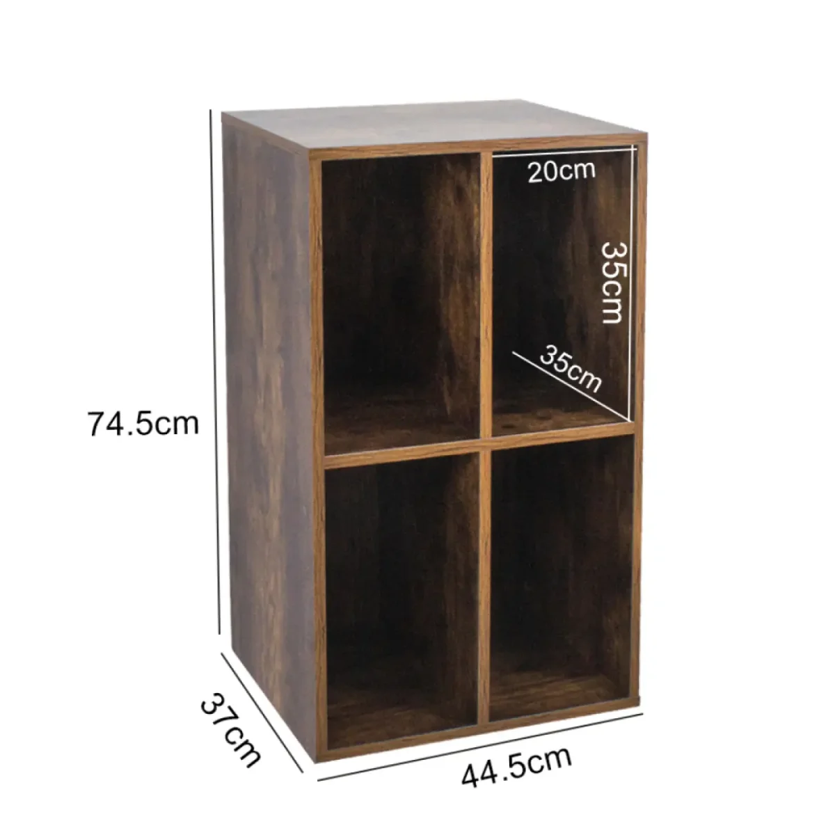 VDD Vinyl Opbergkast – Kast met 4 Vakken – 74,5 x 44,5 x 37 cm – Bruin - Afbeelding 6