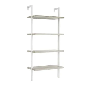 Wandrek ladder boekenkast Stoer – industrieel metaal hout – 152 cm hoog – wit