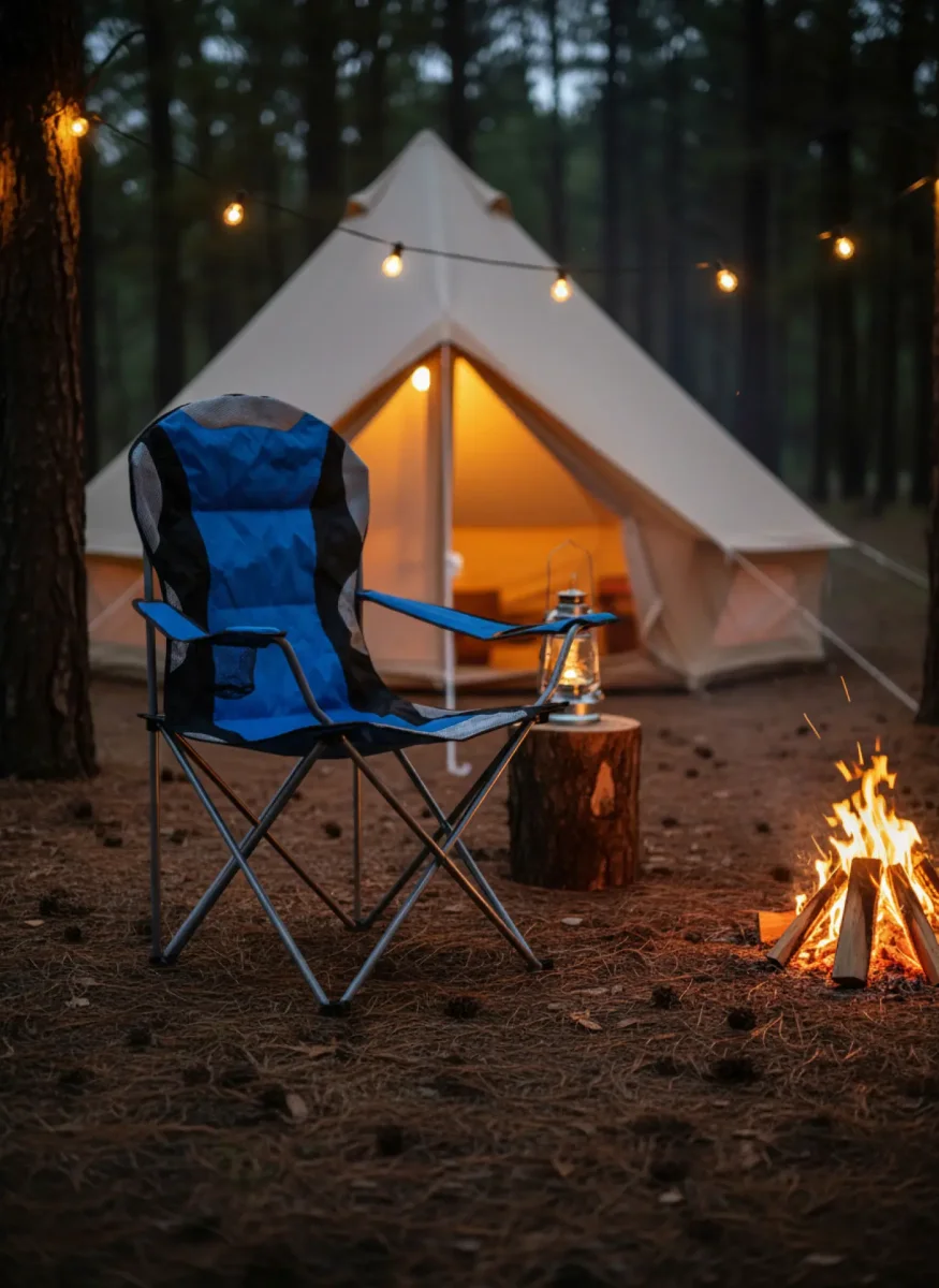 VDD – campingstoel – vouwstoel – campingstoel opvouwbaar – camping stoel – campingstoelen – campingstoel opvouwbaar – opvouwbaar – bekerhouder – blauw - Afbeelding 3