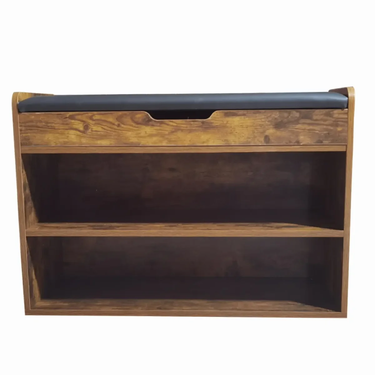 Schoenenkast met zitkussen – Halbankje met schoenen opbergvakken – Vintage bruin - Afbeelding 2