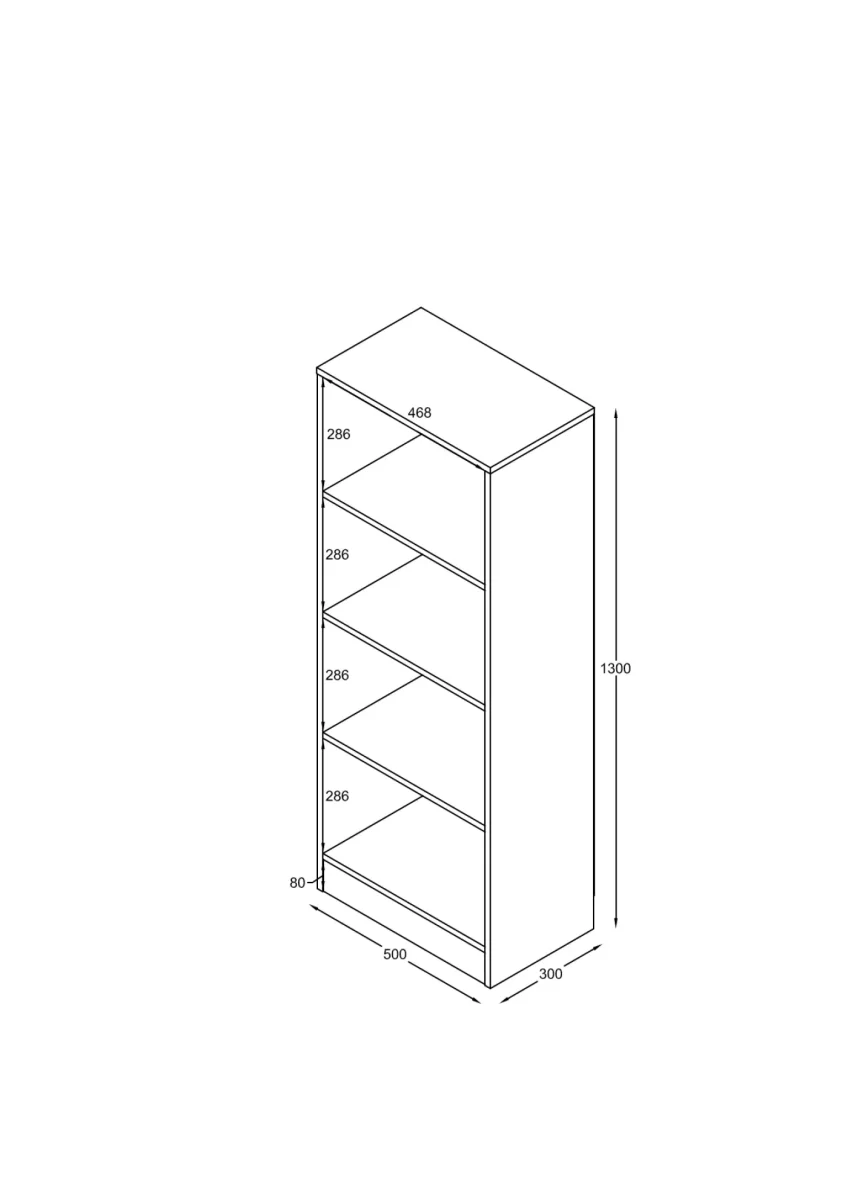 VDD – Vakkenkast – Vakken Kast – Vakkenkast Open – Wandkast – Vakkenkast Wit – 50x30x130 cm – Wit - Afbeelding 5