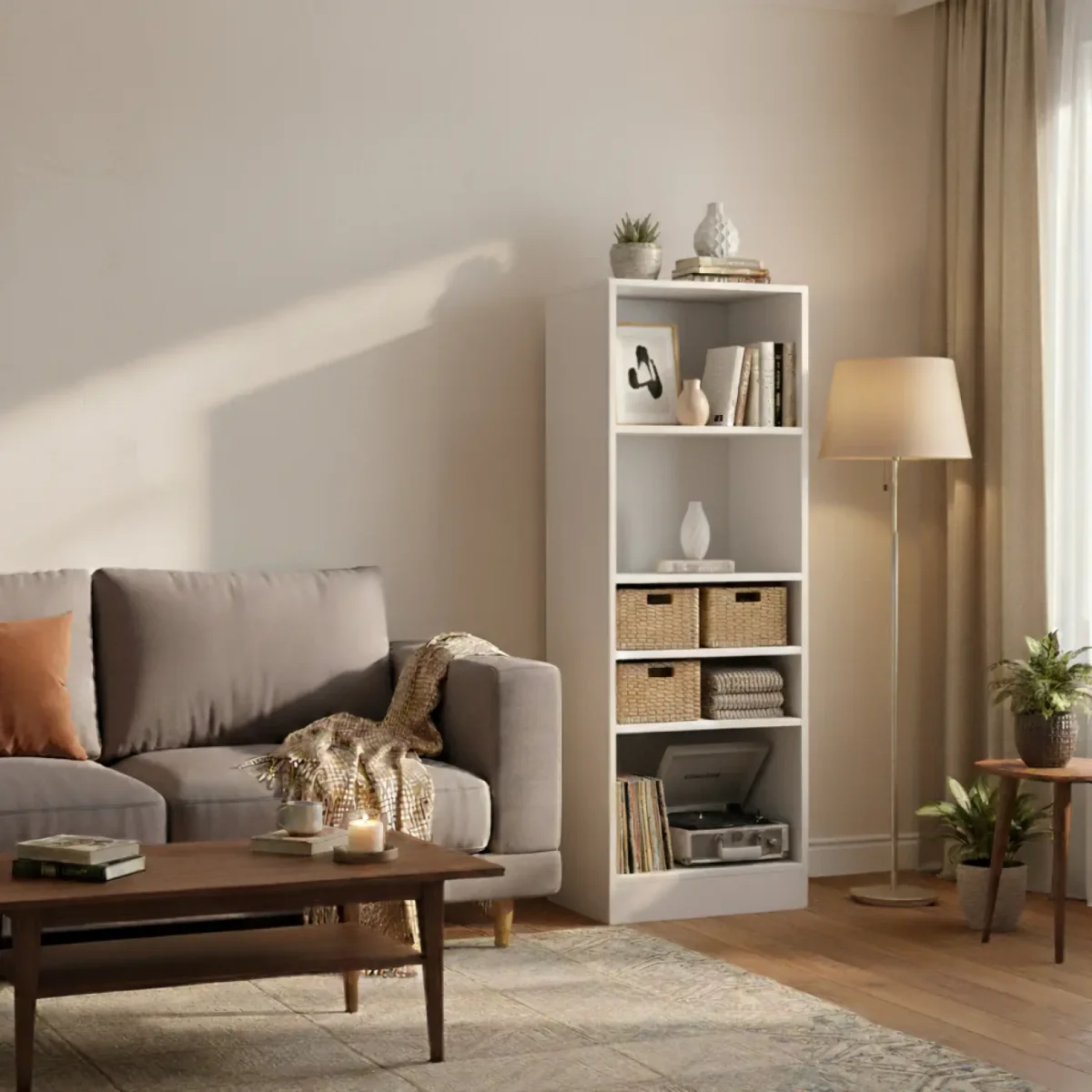 VDD – Vakkenkast – Vakken Kast – Vakkenkast Open – Wandkast – Vakkenkast Wit – 50x30x130 cm – Wit - Afbeelding 6