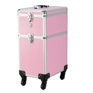 Kapperskoffer trolley – visagie make up nagel koffer – schminkkoffer – beauty case – roze