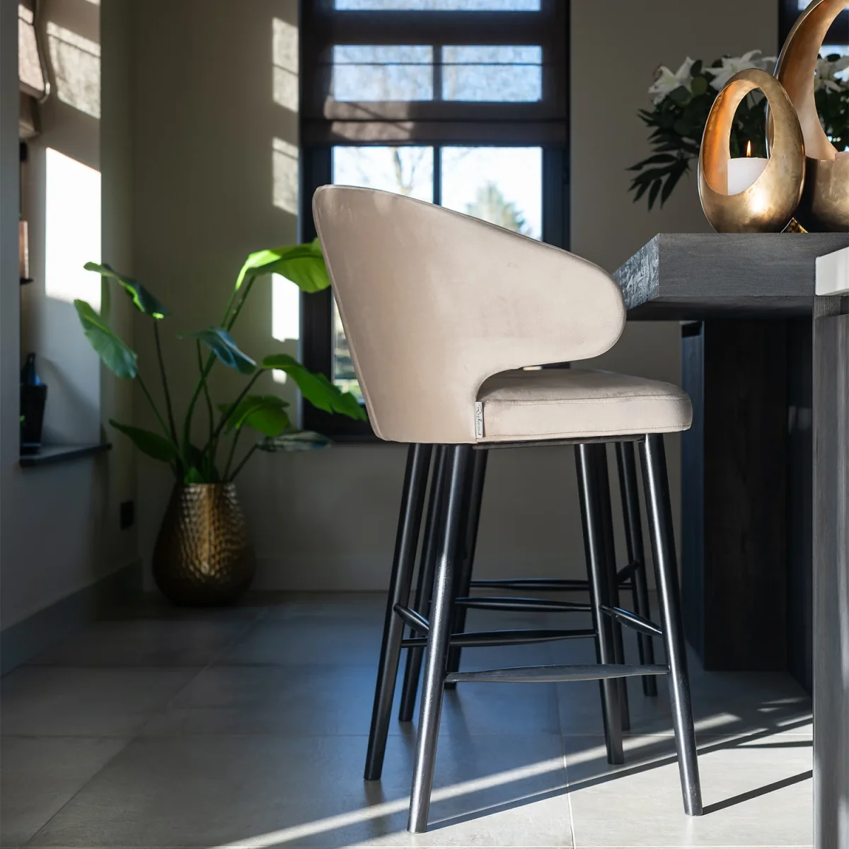 Barstoel Indigo | Kookeiland of Bartafel | Khaki Velvet - Afbeelding 4