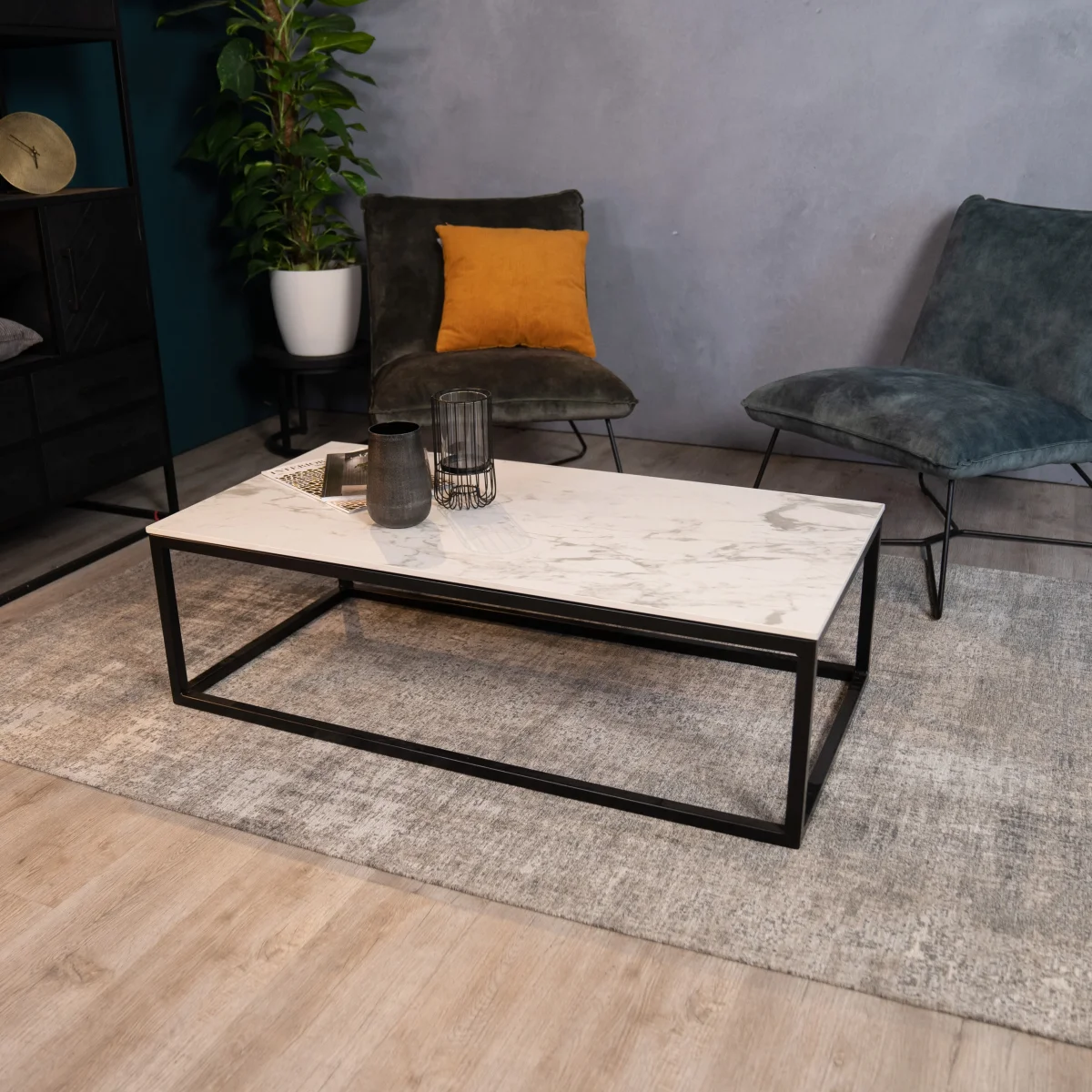 Marmeren Salontafel 120x60 Mat Wit - Afbeelding 2