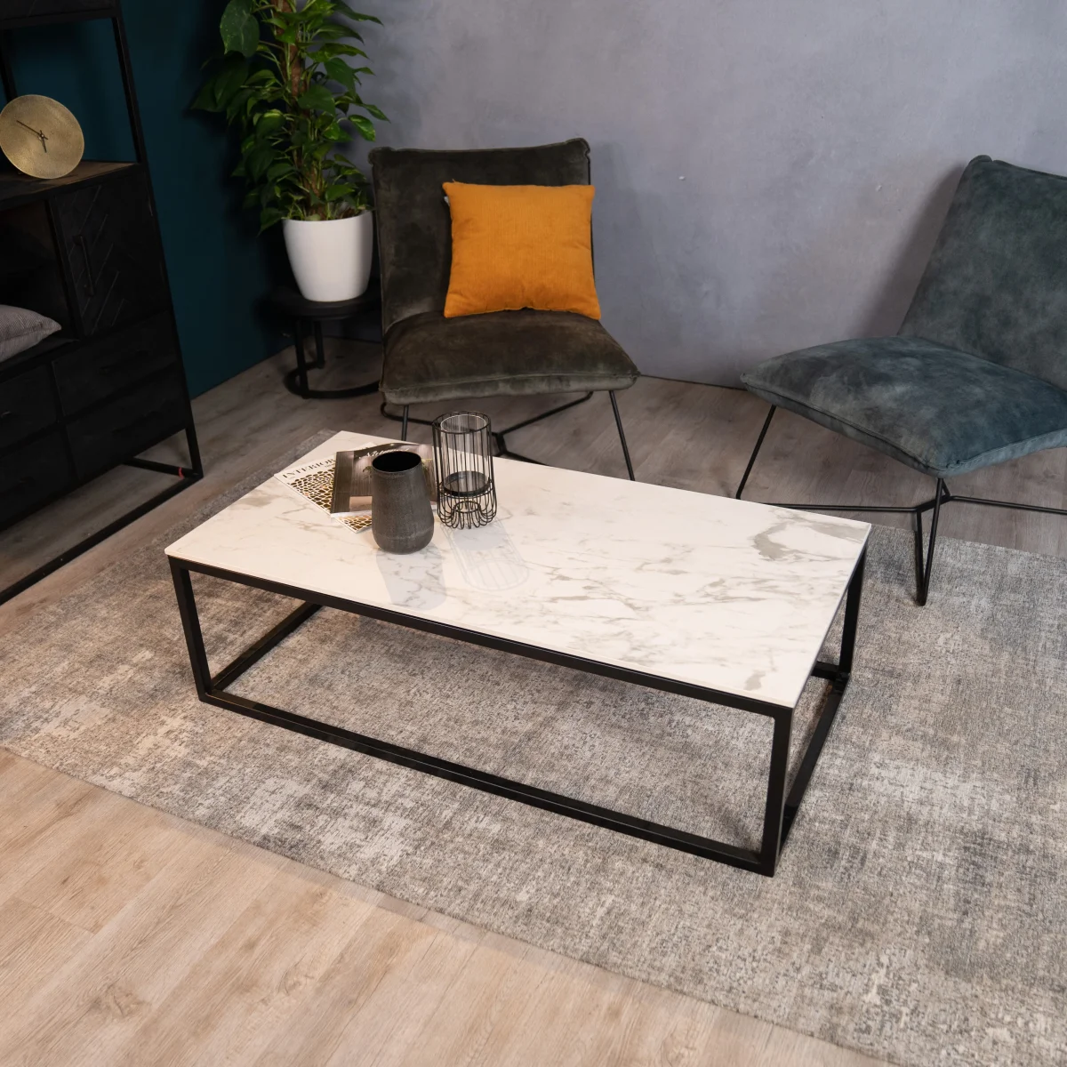 Marmeren Salontafel 120x60 Mat Wit - Afbeelding 3