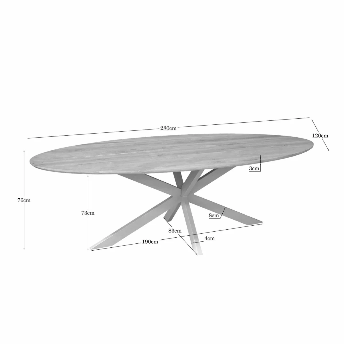 Eiken eettafel Ferris | Ovaal | Naturel | Poot Sand - Afbeelding 8