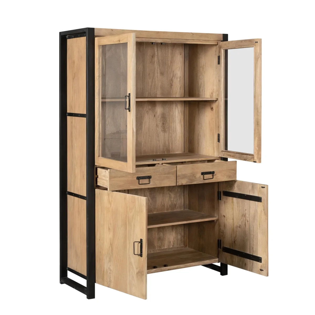 Vitrinekast Britt | 115 cm | Naturel Mango - Afbeelding 4