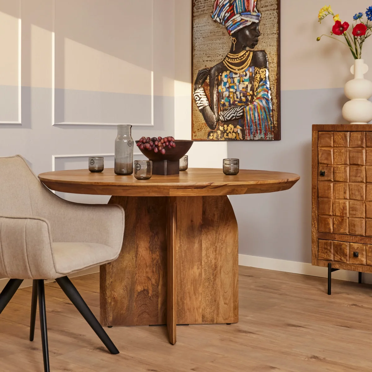 Eettafel Tense | Mangohout | Rond - Afbeelding 2