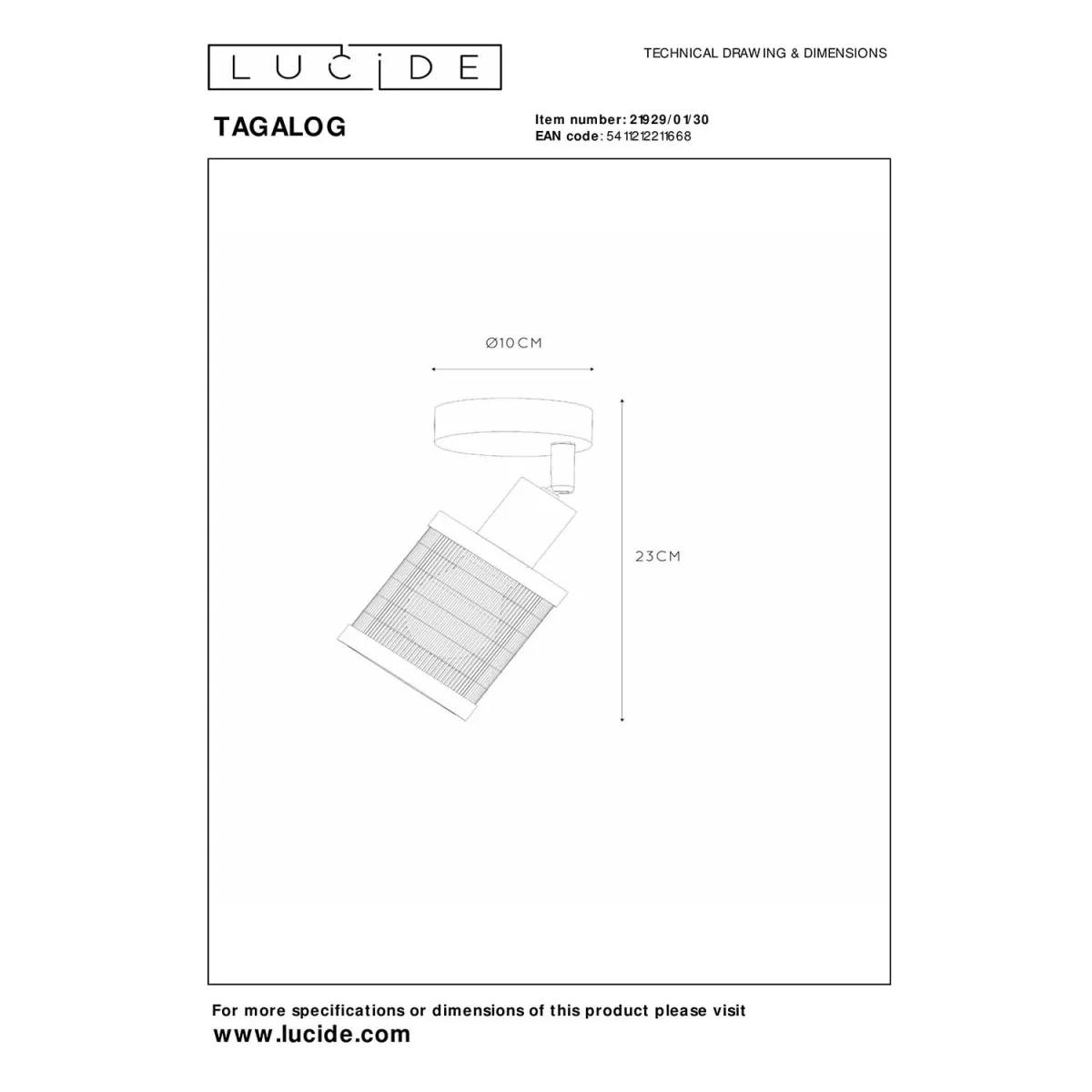 Plafondspot Tagalog | 1-Lichts | Ø10 cm | Zwart Metaal - Afbeelding 7