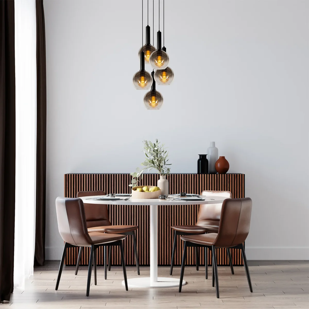 Hanglamp Marius | 5 Lampen | Ø 55 cm | Zwart - Afbeelding 5