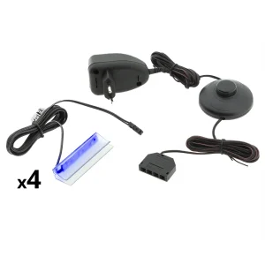 LED Blauw 4 clips (glasplaat)