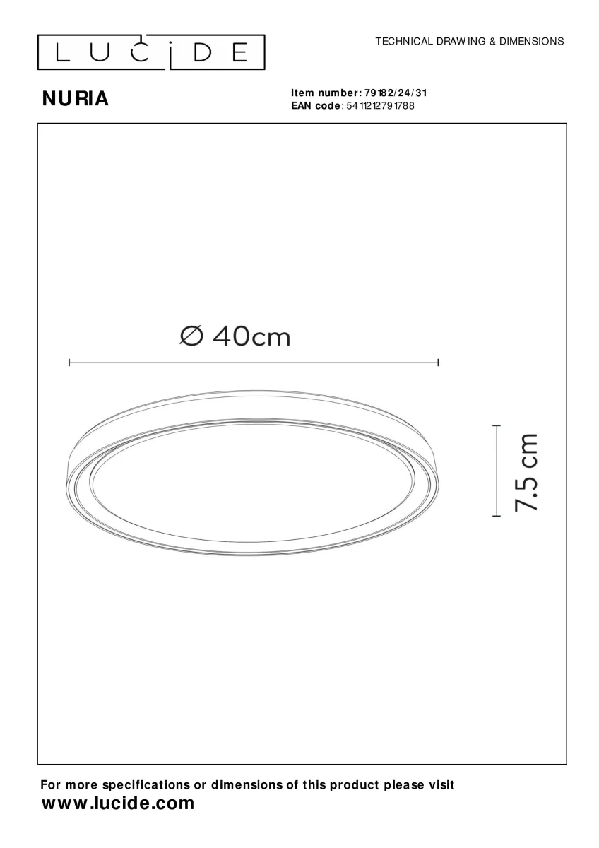 Plafonnière Nuria | Ø 40 cm | Wit - Afbeelding 9