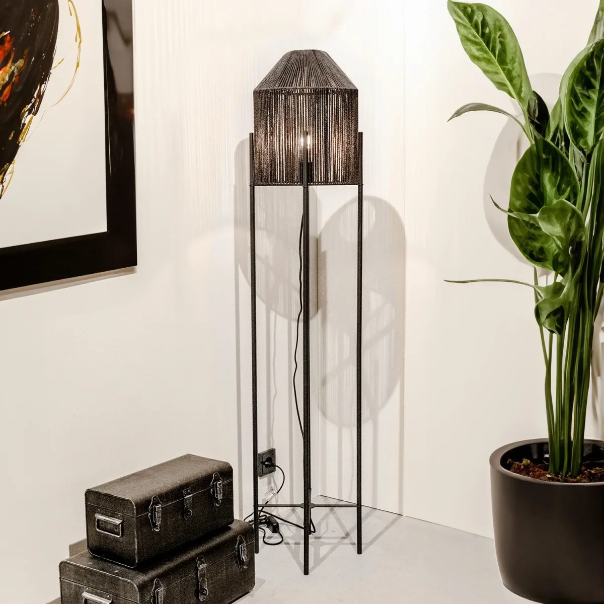 Vloerlamp Ibiza | Zwart Jute - Afbeelding 2