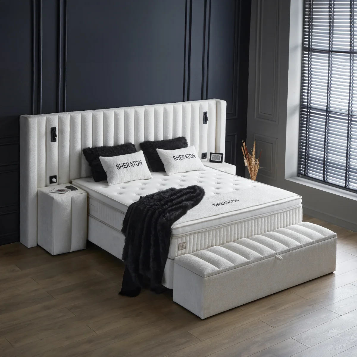 Bed Sheraton White | Opbergbed | Inclusief Matras & Topper - Afbeelding 6