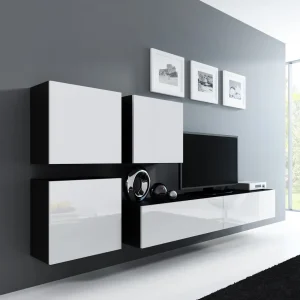 Tv-wandmeubel Ziggy Zwart Wit